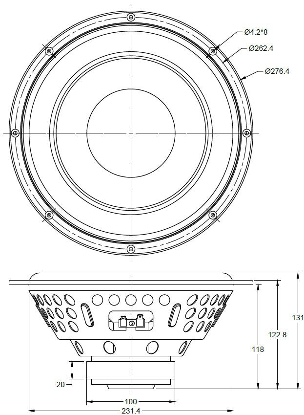 Dayton Audio PCS10-4 Mechanical Drawing